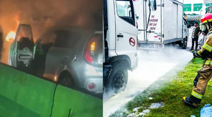 Esta mañana, dos vehículos se incendiaron. Uno de los siniestros ocurrió en la carretera Panamericana y el otro en la carretera al Aeropuerto.
