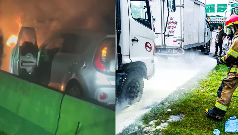 Esta mañana, dos vehículos se incendiaron. Uno de los siniestros ocurrió en la carretera Panamericana y el otro en la carretera al Aeropuerto.
