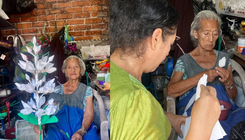 Por décadas, María López se ha dedicado a elaborar delicadas flores de izote a base de papel crespón.