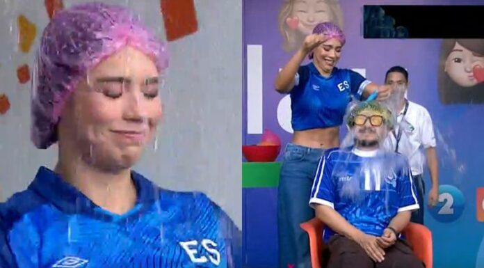 Los conductores Marcos Bustamante y Fátima Calderón se lanzaron a un reto en vivo que acabó con más agua de la esperada y muchas risas.