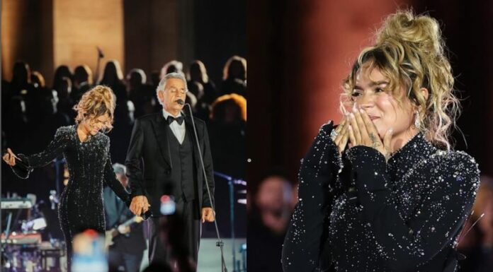 La colombiana unió fuerzas con Andrea Bocelli en un concierto histórico y deslumbró con su interpretación frente a miles de asistentes.