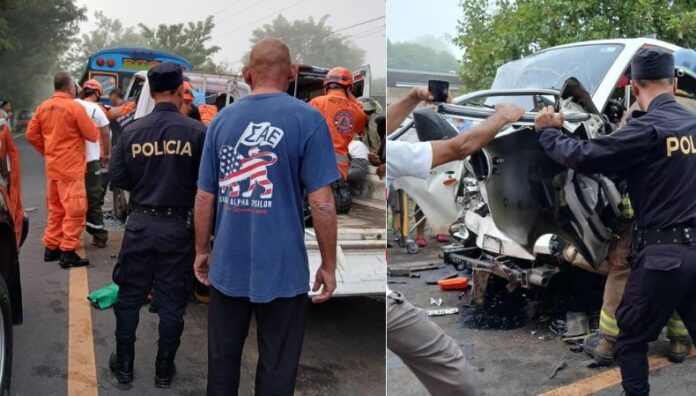Seis lesionados tras choque entre camión y autobús en Santa Ana Oeste Un accidente de tránsito entre un camión y una unidad del transporte colectivo de la ruta 282 dejó seis personas lesionadas en Santa Ana Oeste.