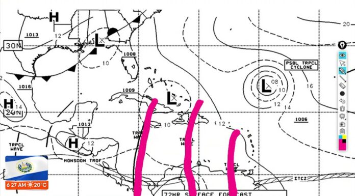 Se esperan lluvias intensas en el país, por el paso de tres Ondas Tropicales; y, por la Zona de Convergencia Tropical, cerca de zona costera.