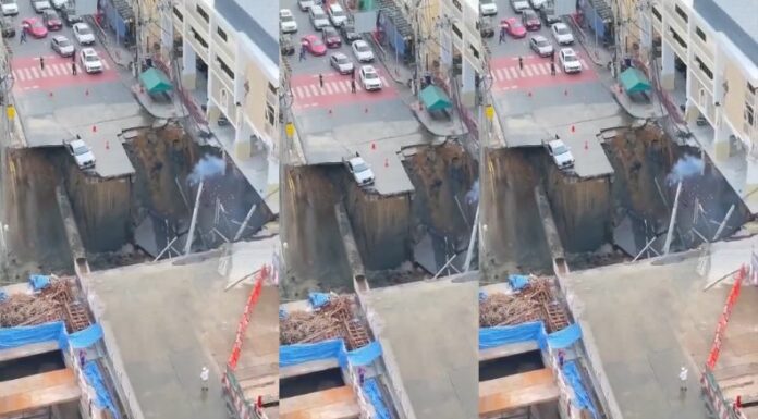 Un hundimiento en una concurrida calle de Bangkok, en Tailandia dejó un enorme agujero frente a un hospital y obligó a evacuar la zona.