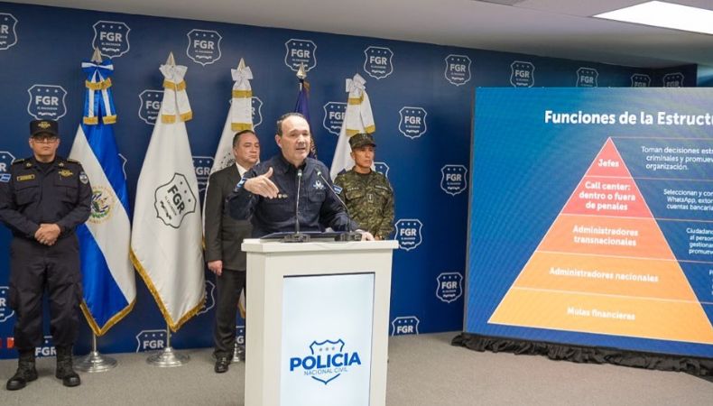 Fiscalía y gabinete de seguridad presentaron avances del caso “Escudo Virtual”, una red transnacional de estafa y extorsión en redes sociales.