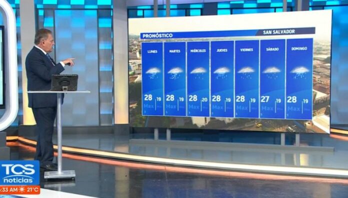 Cielos nublados y con lluvias para toda la semana en El Salvador Las posibilidades de lluvia en varios lugares de El Salvador, se mantienen hasta el próximo sábado. Tendremos momentos con cielos nublados.