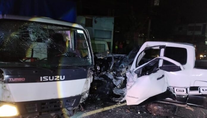 Cuatro personas lesionadas en accidente de tránsito en Ilopango Esta mañana, cuatro personas resultaron lesionadas en un accidente registrado en el km 14 de la carretera Panamericana, en Ilopango.