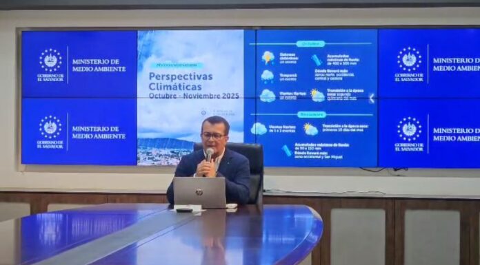 El Ministerio de Medio Ambiente y Recursos Naturales (MARN) presentó las proyecciones climáticas para octubre y noviembre.