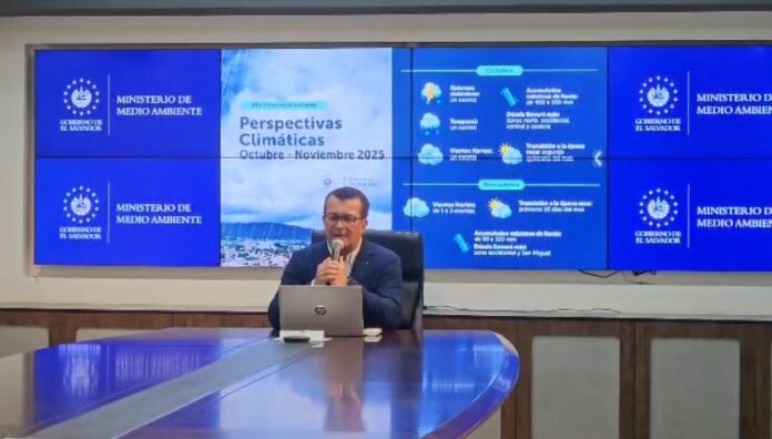 Evento ciclónico El Ministerio de Medio Ambiente y Recursos Naturales (MARN) presentó las proyecciones climáticas para octubre y noviembre.