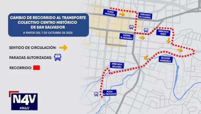 Este es el nuevo recorrido de buses en el Centro Histórico de San Salvador El nuevo recorrido de buses y microbuses aplica para las unidades que circulan en el sentido norte-sur del Centro Histórico de San Salvador.