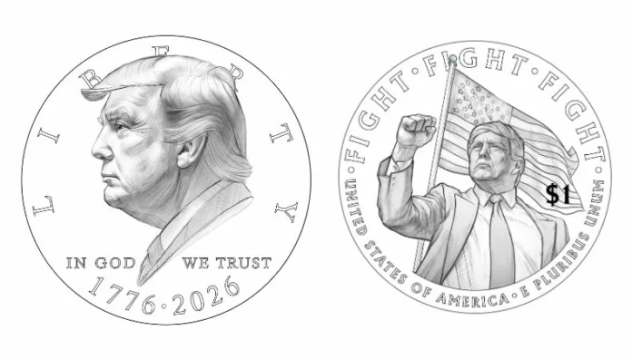 Este sería diseño preliminar de la moneda de un dólar con la imagen de Trump