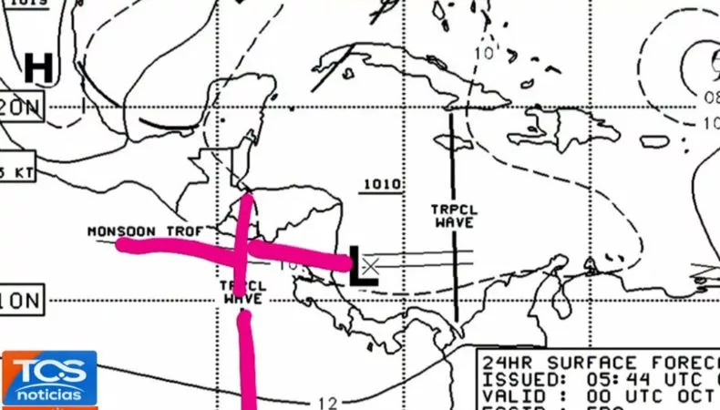 Hoy, abundante nubosidad y lluvias. Onda Tropical, vaguada y la Zona de Convergencia Intertropical están influyendo con las precipitaciones.