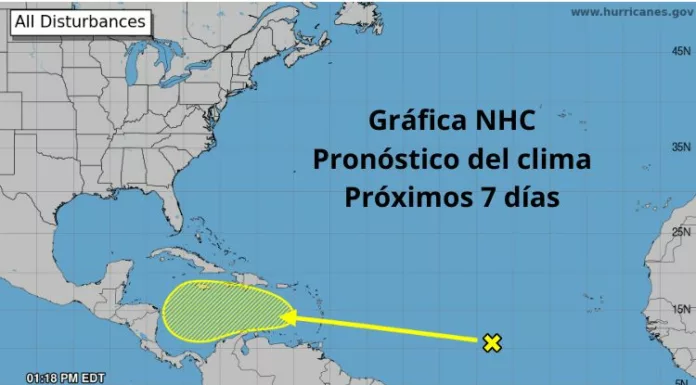 El Centro Nacional de Huracanes advierte de una posible formación ciclónica en el Caribe en los próximos siete días.