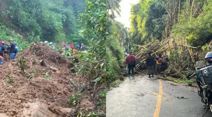 Varios derrumbes registrados en Comasagua, La Libertad Sur, mantienen bloqueadas al menos dos calles principales.