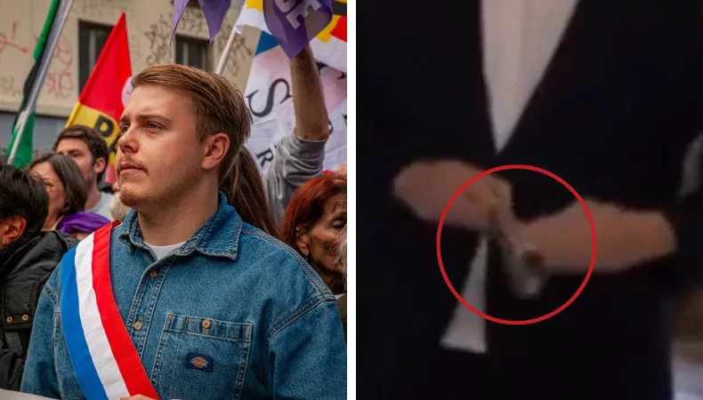 El diputado Louis Boyard no sabía que las cámaras lo habían captado mientras se quitaba el accesorio de lujo.