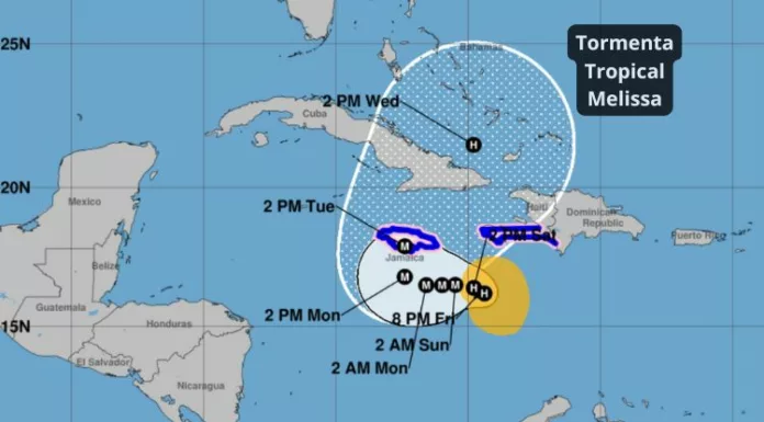 El Centro Nacional de Huracanes indica que la tormenta tropical Melissa ha empezado a intensificarse y que pronto se podría emitir aviso de huracán