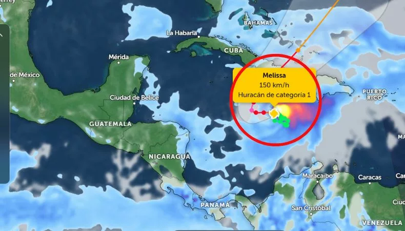 El NHC informó que la tormenta tropical Melissa se fortaleció a huracán, con vientos de 120 km/h, y podría alcanzar categoría 4 en las próximas horas.