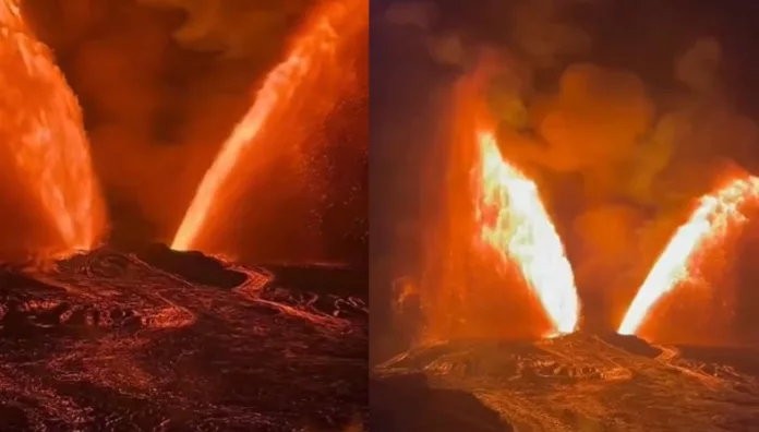 Desde hace más de una semana, el volcán Kilauea en Hawái registra actividad eruptiva continua, expulsando impresionantes columnas de lava.