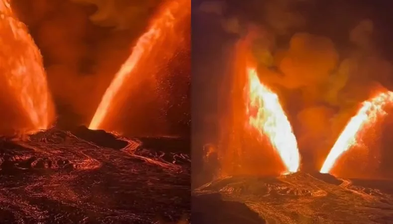 Desde hace más de una semana, el volcán Kilauea en Hawái registra actividad eruptiva continua, expulsando impresionantes columnas de lava.