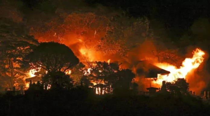 Un voraz incendio se registró en una zona residencial en la ciudad de Oita, en Japón, donde las infraestructuras son de madera.