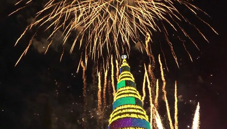 Miles de salvadoreños se reunieron el sábado 29 para acompañar el encendido del árbol de 50 metros y más de medio millón de luces. Hubo música, un show de drones, juegos artificiales y un ambiente que marcó el inicio de la temporada navideña en la capital.