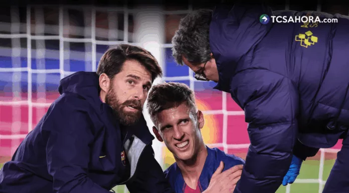 Dani Olmo salió lesionado del hombro izquierdo tras anotar el segundo gol del Barcelona ante el Atlético de Madrid.