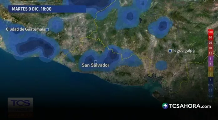 Las lluvias se tendrán principalmente en las cordilleras Apaneca–Ilamatepec y El Bálsamo, incluyendo el Área Metropolitana de San Salvador.