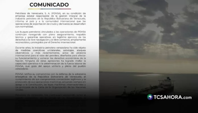 Venezuela asegura que la exportación de crudo se desarrolla con normalidad La estatal Petróleos de Venezuela (PDVSA) aseguró que “las operaciones de exportación de crudo y derivados se desarrollan con normalidad”.