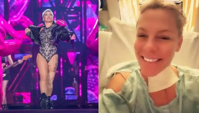 Desde un hospital ¡así recibió Pink el 2026! La reconocida cantante Pink, fue hospitalizada debido a que se sometió a una cirugía en el cuello y envío un mensaje a sus fans.
