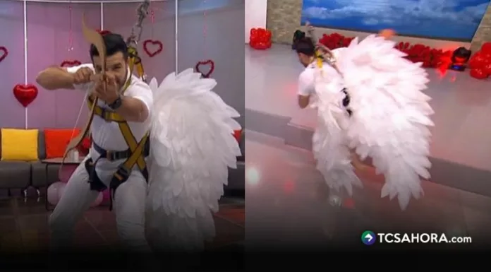 Henry Urbina apareció como Cupido suspendido del techo en el especial de amor y la amistad de “Viva la Mañana”, pero en medio de la dinámica casi pierde el equilibrio.