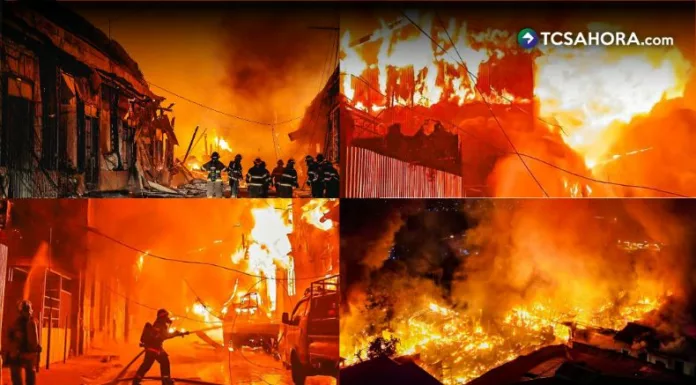 Tres personas murieron en un grave incendio registrado esta madrugada en la 8.ª calle Oriente, entre la 4.ª y 6.ª avenida Sur, del centro de San Salvador.