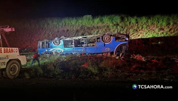 Al menos seis fallecidos tras accidente de autobús en carretera de Brasil Al menos seis trabajadores rurales murieron y 45 resultaron heridos tras el vuelco de un autobús en una carretera del estado de São Paulo, Brasil.
