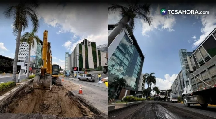 Los trabajos de drenaje iniciaron este domingo en la Zona Rosa, en San Salvador. Las obras generan desvíos de tránsito en el sector.