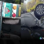 Autobús y vehículo particular vuelcan en carretera a Comasagua