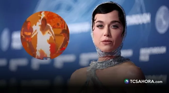 Un video grabado muestra a Katy Perry con un vestido en llamas. Las imágenes ya circulan en redes y han despertado preguntas sobre qué ocurrió en realidad