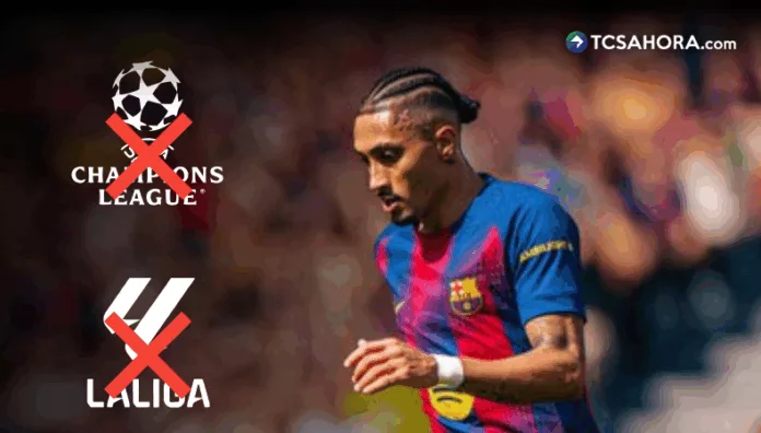 El Barcelona recibe un duro golpe tras confirmarse la lesión de Raphinha, quien estará fuera aproximadamente cinco semanas.