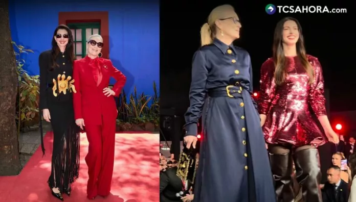 Las multipremiadas actrices llegaron a México como parte de su gira promocional de “El diablo viste a la moda 2”.