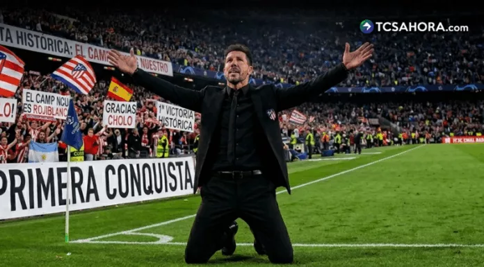 Simeone logró su primera victoria en el Camp Nou como técnico del Atlético de Madrid en la ida de los cuartos de final Champions League.