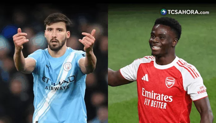 El Arsenal y el Manchester City afrontan un duelo decisivo por la Premier League sin dos piezas clave, Bukayo Saka y Rúben Dias.