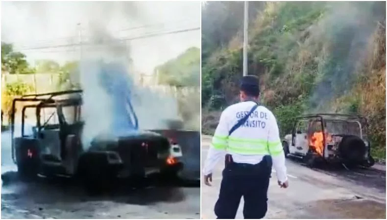 Habilitan paso en carretera a La Libertad tras incendio en vehículo