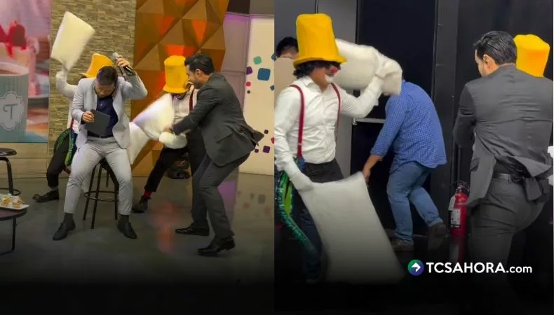 ¡Sin aviso! Así agarraron a almohadazos a Henry Urbina en Viva la Mañana