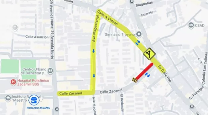 El Viceministerio de Transporte anunció que este 2 de mayo cerrará un tramo en la calle Zacamil.