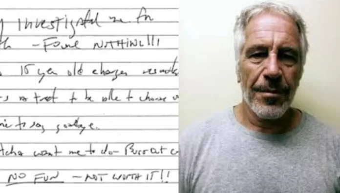 Un juez federal de Estados Unidos hizo pública este miércoles una supuesta nota de suicidio de Jeffrey Epstein.
