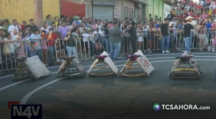 Los toritos no llevan pólvora. Son elaborados con madera y decorados con el nombre del barrio al que representan.