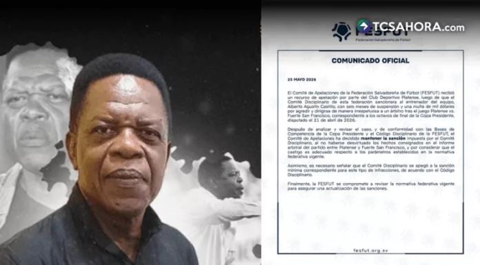 La FESFUT confirmó que el Comité de Apelaciones rechazó el recurso presentado por Platense y mantuvo la sanción impuesta a Agustín Castillo.
