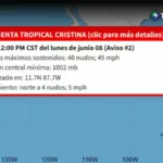 Declaran Alerta Naranja por influencia de tormenta tropical Cristina