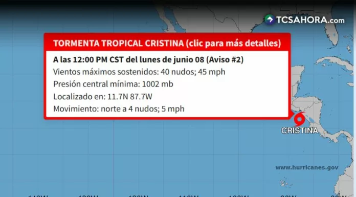 Declaran Alerta Naranja por influencia de tormenta tropical Cristina