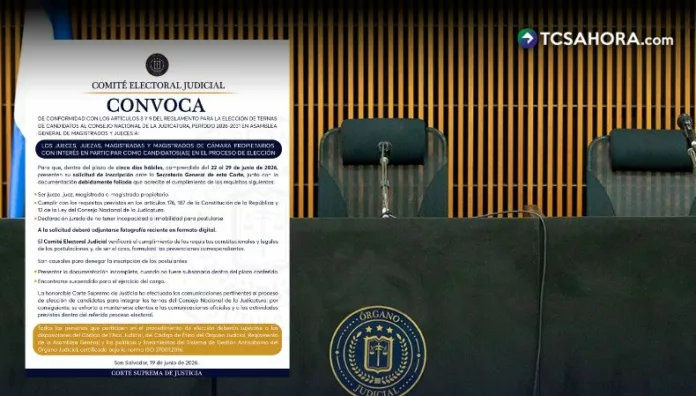 Órgano Judicial convoca a jueces a participar en elección de ternas para CNJ