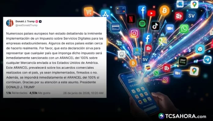 Trump advierte con arancel del 100% a países que adopten impuesto digital