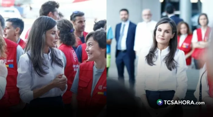 La reina Letizia acudió al aeropuerto para despedir al equipo que instalará un hospital de campaña y llevará ayuda médica a los afectados en Venezuela.